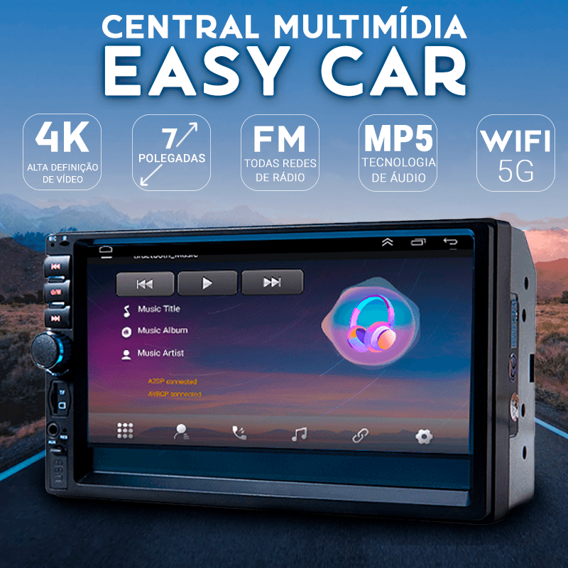 Central Multimídia Universal 7 Polegadas Wifi Gps Mp5 Bluetooth - EasyCar - LOJA DO FROIFO